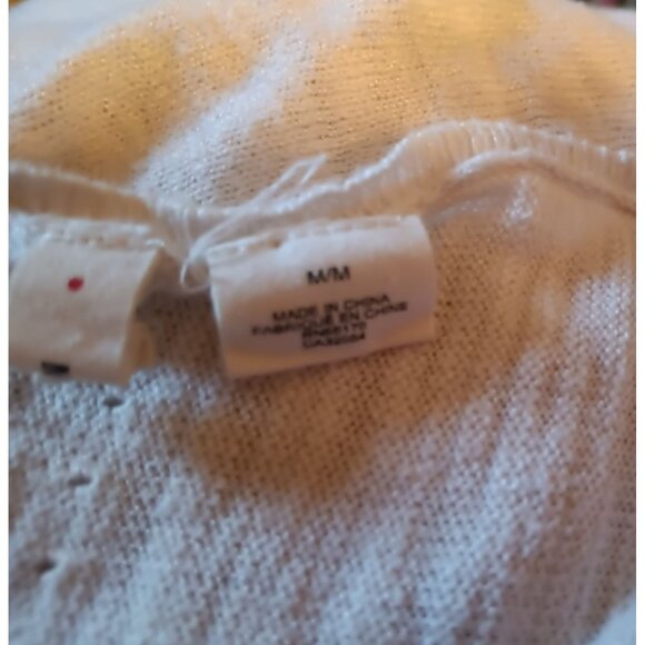 Moth Anthropologie Cream Ivory Medium Sweater, Sheer Arm Stripe, Long Sleeve - Picture 4 of 6